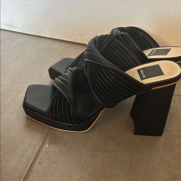 Dolce Vita Altin Platform Block Heel Slide Women's Black Sandals - Picture 6 of 10